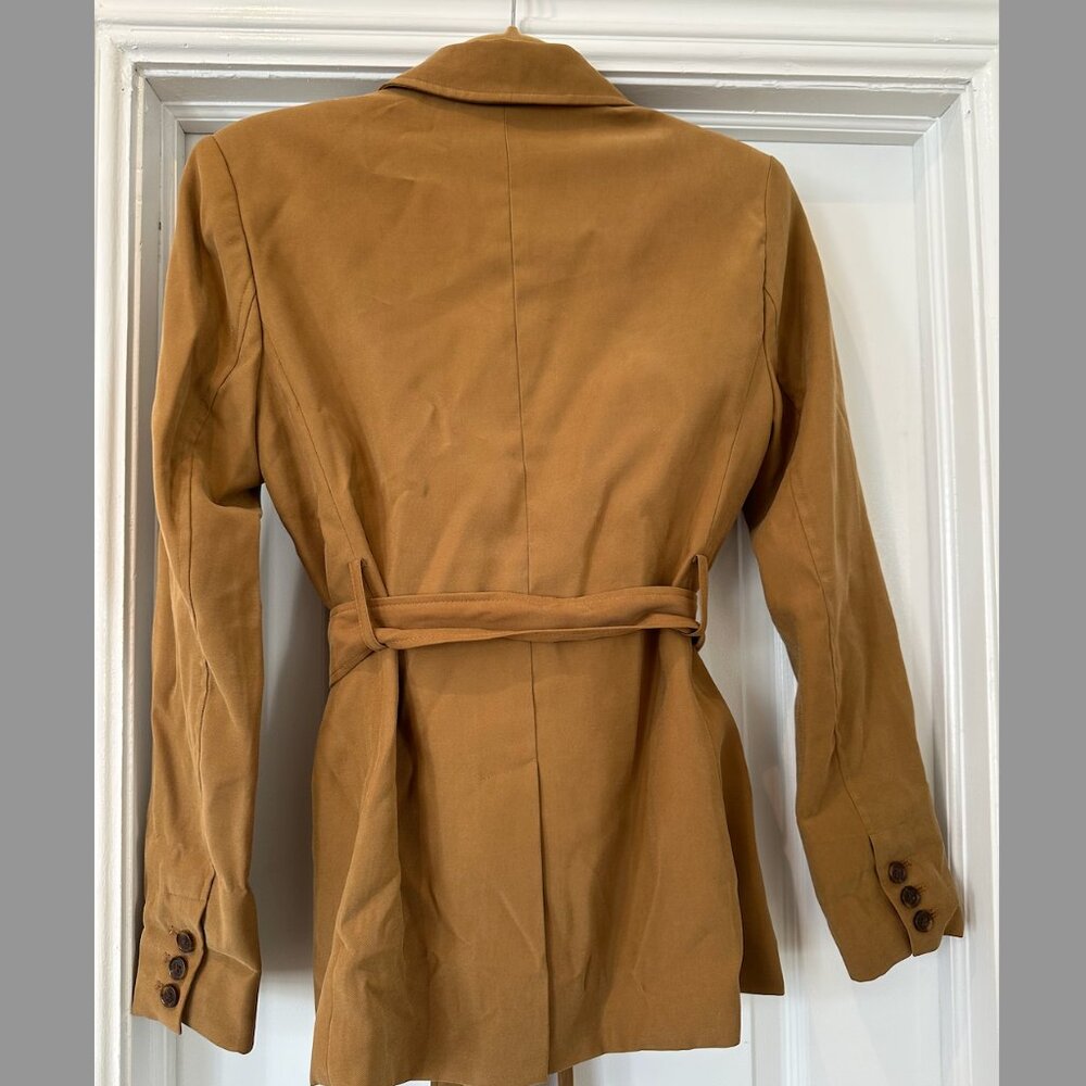 Military Double Pocket Drapey Twill Blazer with Belt - Picture 7 of 9